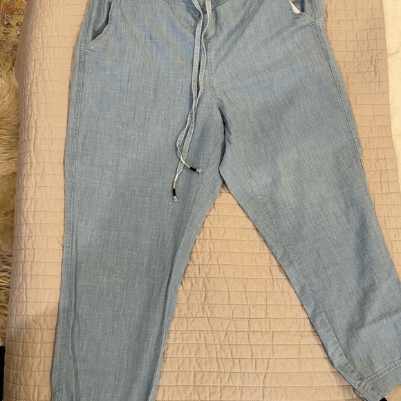 J.Crew Chambray Tie-Waist Denim Crop Pants - Picture 2 of 7